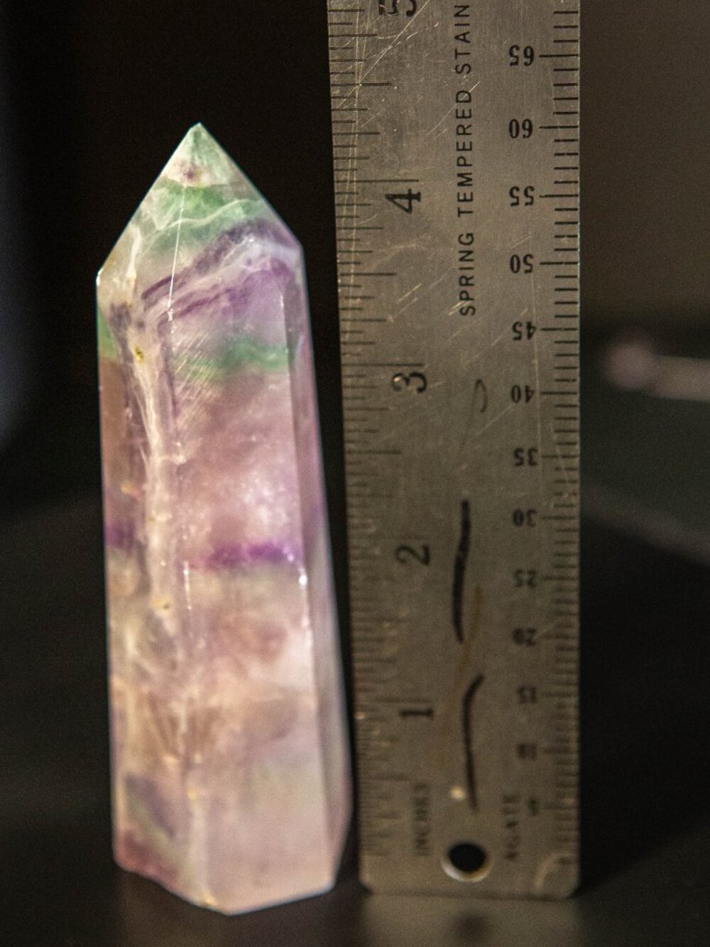 4.3" Rainbow Fluorite Tower | Natural Purple Green Crystal Point | Polished - Picture 5 of 8